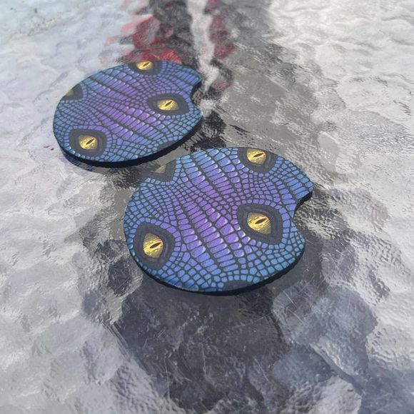 Purple Dragon Eyes Car Coasters 2 Pack - Picture 3 of 9